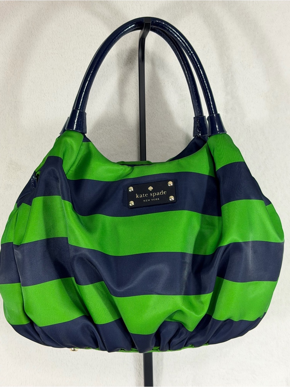 Kate Spade New York Small Karen Cambridge Green Navy Patent Satchel